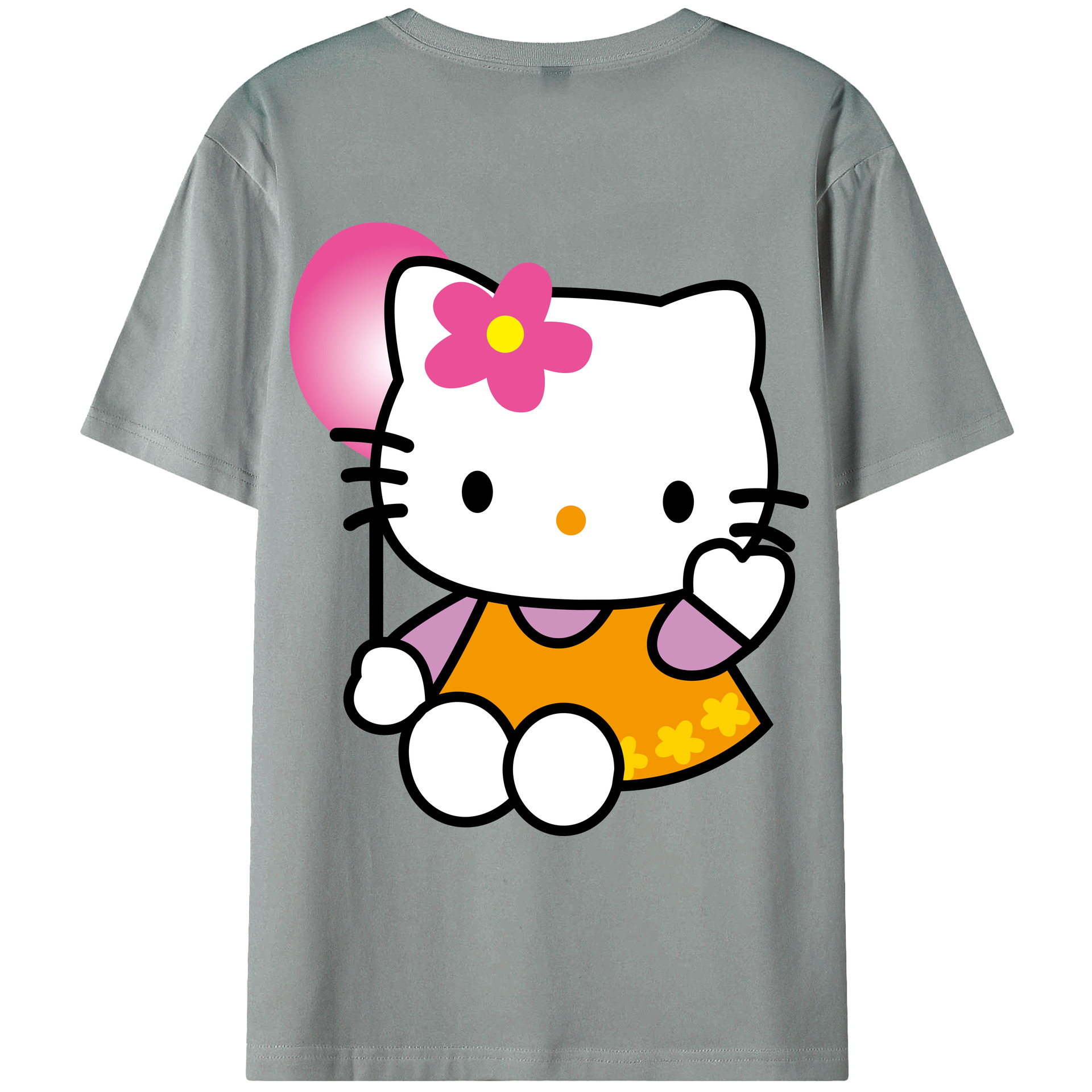 （画像用） Hello Kitty ハローキティ 綿100％ メンズ半袖Tシャツ（バックプリント） 通気性